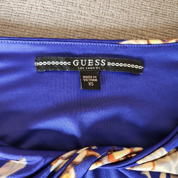 Guess Blue Floral Twisted Keyhole Bodycon Dress - Picture 4 of 6
